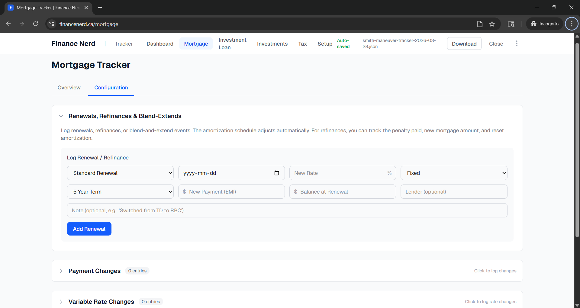 Renewal and rate change forms